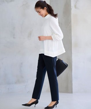 組曲 L 【KUMIKYOKU NAVY】ジョーゼットシフォン2WAY ボウタイブラウス パールホワイト系