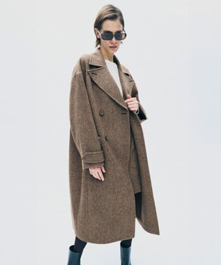uncrave ネップツィード ロングチェスターコート ブラウン×ベージュ