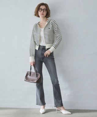 WEGO 【美脚パンツ】ストレッチフレアデニムパンツ デニムブラックソノタ