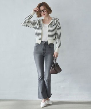 WEGO 【美脚パンツ】ストレッチフレアデニムパンツ デニムブラックソノタ