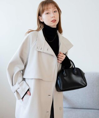 WEGO スタンドカラーロングコート ホワイトアイボリー