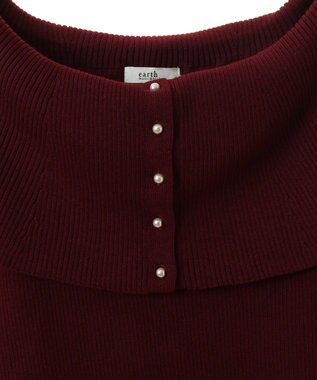 earth music&ecology ２Ｗａｙオフショルニットプルオーバー Red