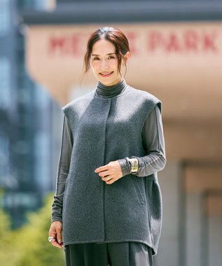 #Newans バックペプラムダブルフェイスジレ グレー