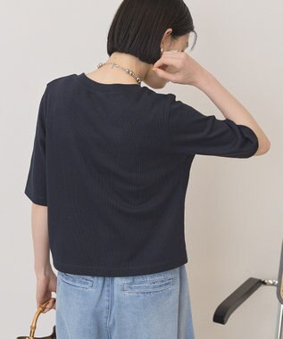 AMERICAN HOLIC 【マルチ機能】リブ半袖カーディガン Dark Navy