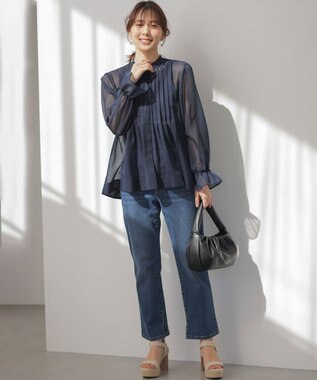 組曲 L 【先行予約】エアリーボイルシアー ブラウス ネイビー系