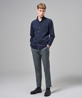 JOSEPH HOMME 【新素材】グリットタックジャージー　ウィングカラーシャツ ネイビー系