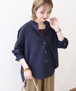 AMERICAN HOLIC 金ボタンバックシャンロングシャツ Navy