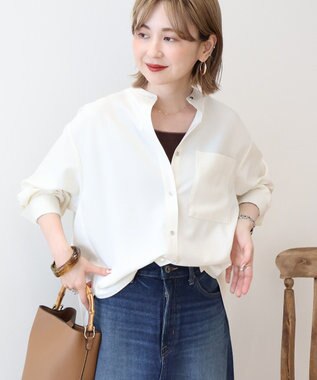 AMERICAN HOLIC 金ボタンバックシャンロングシャツ Ivory