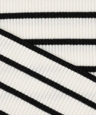 ANY ウールブレンドリブニット オフベース×ブラックラインボーダー