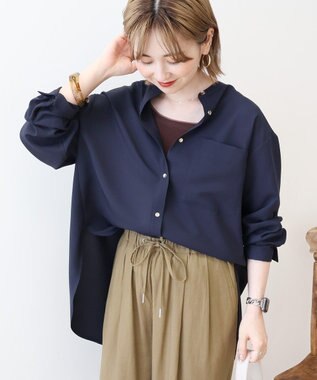 AMERICAN HOLIC 金ボタンバックシャンロングシャツ Navy