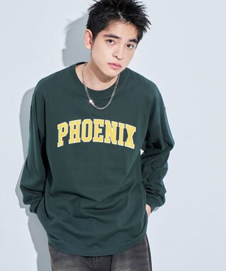 WEGO アクセ付きグラフィックT（LS） ダークグリーン