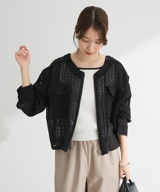 Green Parks Ｉ　レースシャツブルゾン Black