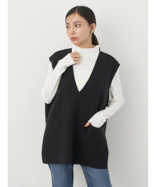 earth music&ecology ＳＥＴ２点圧縮風ポンチベスト＋リブタートル Black