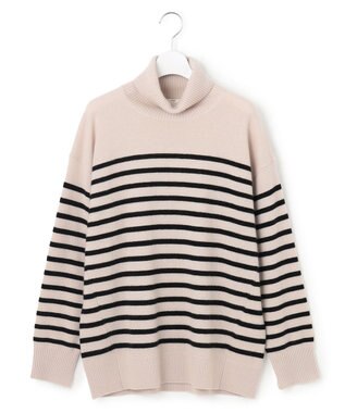 23区 ピュアカシミヤ タートルネック  ニット ベージュ×ブラック