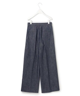 ICB 【洗える】 コットンリアクティブデニム ワイドストレートパンツ インディゴ系