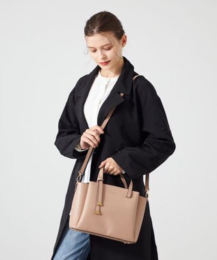 LA BAGAGERIE 【MONICA】ボウタイリボンハンドバッグ グレージュ