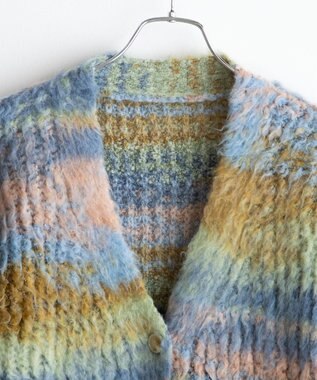 WEGO マルチボーダーブラッシュニットカーデ 柄3