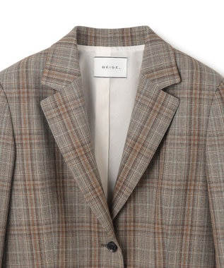 BEIGE， 【Oggi ８月号掲載】SELMA / チェックウールテーラードジャケット Camel × Nude