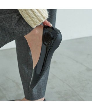 MODE ET JACOMO <carino>【レイン対応】プレーンパンプス ブラックエナメル
