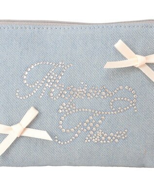 Maison de FLEUR ラインストーンデニムポーチ Light Blue