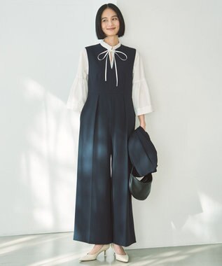 UNFILO コットンブロード フリルネックシャツ オフ