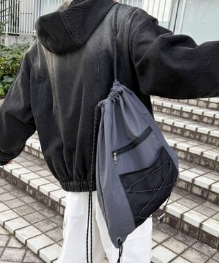 WEGO 【ユニセックス着用ITEM】コードデザインナップサック グレー