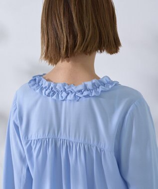 YECCA VECCA フリルVネックブラウス Blue