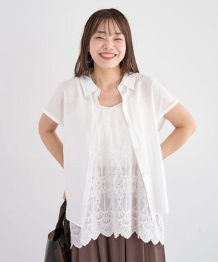 Green Parks ＳＥＴ２点刺しゅうキャミ＋シャツ Off White