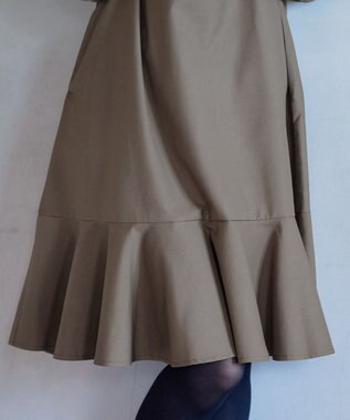 Tiaclasse L 裾フレアパフスリーブワンピース モカ