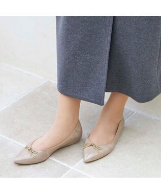 MODE ET JACOMO <MODE ET JACOMO>【レイン対応】リボンバレエシューズ ベージュエナメル