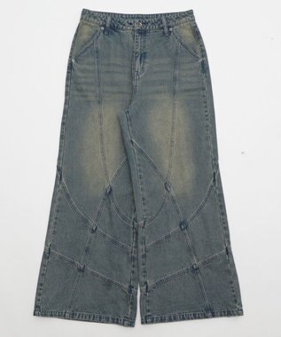 WEGO 【ユニセックス着用ITEM】スウィッチングフレアデニムパンツ デニム中濃加工色