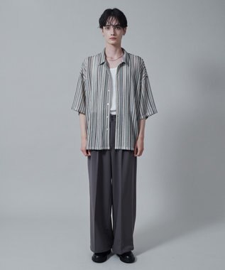 WEGO ストライプメッシュBIGシャツ（S） 柄1