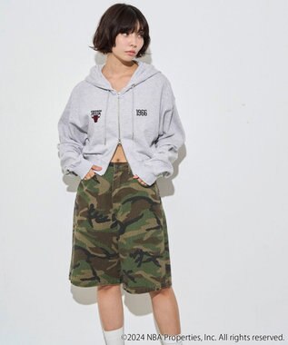 WEGO 別注NBAショートWZIPパーカー 杢グレー