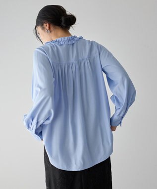 YECCA VECCA フリルVネックブラウス Blue