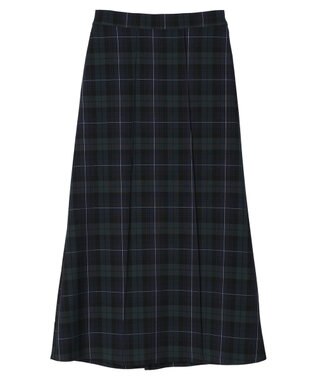 Green Parks きれいシルエットチェック裾フレアスカート Check Navy