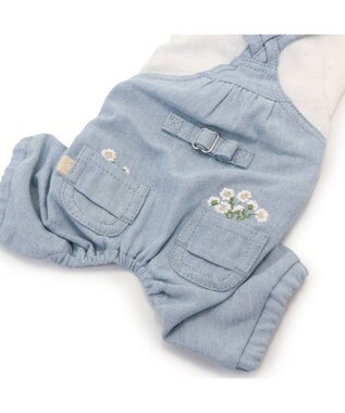 PET PARADISE ペットパラダイス パンツつなぎ 《 花 刺繍》 小型犬 ホワイト