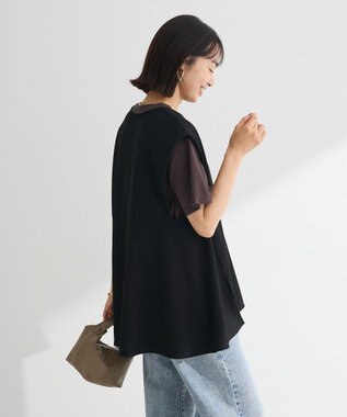 Green Parks リップルフレアベスト Black