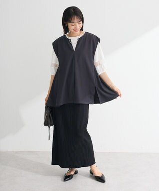 Green Parks リップルフレアベスト Charcoal Gray