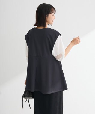 Green Parks リップルフレアベスト Charcoal Gray