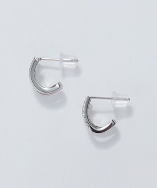 Phoebe 【金属アレルギー対応】メタル×ビジュー2ラインピアス　シルバー/サージカルステンレス シルバー