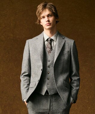 JOSEPH ABBOUD 【イタリア素材・日本縫製】ランダムスクエアプリント ネクタイ ダークブラウン系6