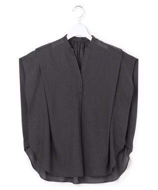 ICB 【先行予約】シルフィーローン スキッパータックデザインブラウス チャコール