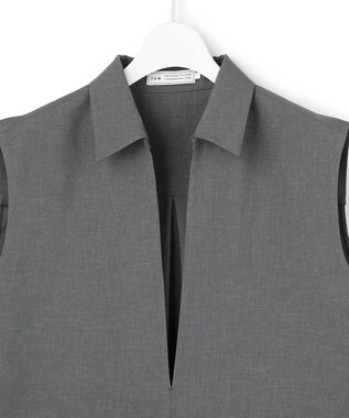 ICB 【WEB＆一部店舗限定】SerikaWorsted ノースリーブスキッパーブラウス ミディアムグレー
