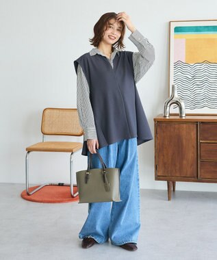 Green Parks リップルフレアベスト Charcoal Gray