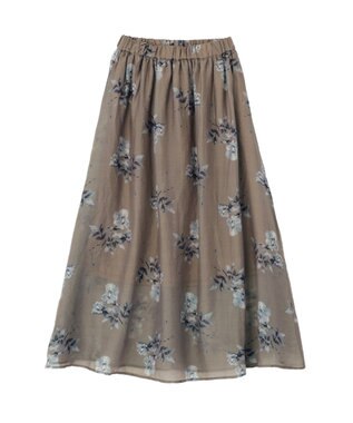earth music&ecology フラワーシアープリントスカート Beige