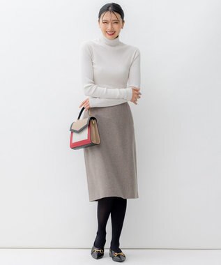 23区 【洗える】ウールライクカルゼ タイト スカート ダークブラウン系