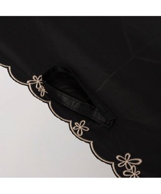 UNBILLION カシュネ cachenez /【晴雨兼用　日傘　UVカット率・遮光率100％生地使用 】PUプチフラワー刺繍ミニ折りたたみ傘 ブラック
