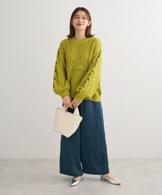 Green Parks 変形ケーブルニットプルオーバー Green