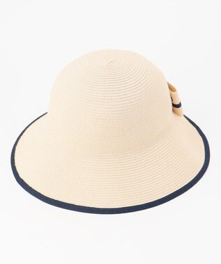 ANY SIS 【UVカット・洗える】リボンブレード ハット アイボリーベージュ×ネイビー