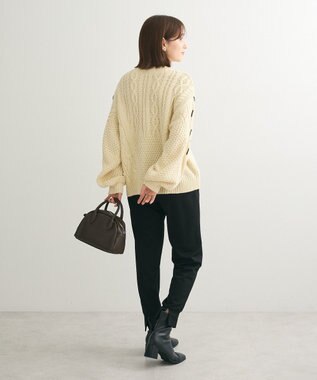 Green Parks 変形ケーブルニットプルオーバー Ivory